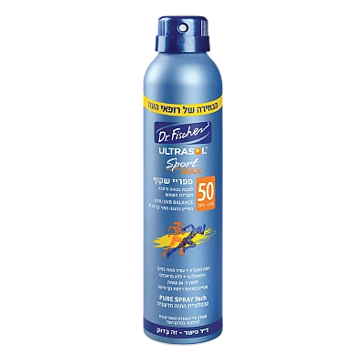 אולטרסול ספורט מקס ספריי רציף שקוף 50SPF להגנה גבוהה 200 מ"ל - מבית Dr. Fischer