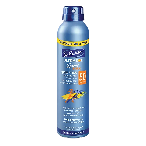 אולטרסול ספורט מקס ספריי רציף שקוף 50SPF להגנה גבוהה 200 מ"ל - מבית Dr. Fischer