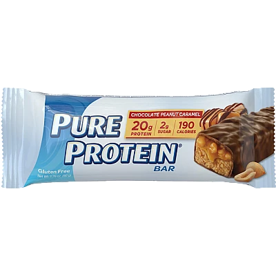 חטיף חלבון פיור פרוטאין 12 יחידות - 50 גרם לחטיף - בטעם שוקולד בוטנים כרמל - מבית PURE PROTEIN