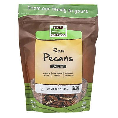 Real Food פקאנים גולמיים לא מומלחים 340 גרם - מבית NOW FOODS