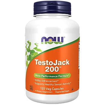 Testojack 200 תמיכה בטסטוסטרון 200 מ"ג 120 כמוסות - מבית NOW FOODS