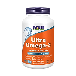 אומגה 3 אולטרה במינון גבוה Omega-3 500 EPA/250 DHA - תכולה 180 כמוסות רכות - מבית NOW FOODS
