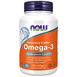 אומגה 3 מזוקקת מולקולרית תכולה 100 כמוסות רכות - מבית NOW FOODS