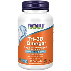 אומגה Tri-3D ויטמין D-3‏ תכולה 90 כמוסות - מבית NOW FOODS