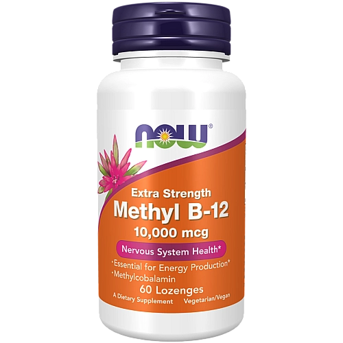 ויטמין B-12 מתיל 10000 מק"ג - 60 טבליות למציצה - מבית NOW FOODS