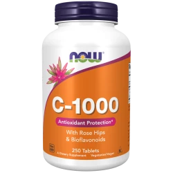 ויטמין C-1000 עם ביופלבונואידים ורוז היפ 250 כמוסות - מבית NOW FOODS