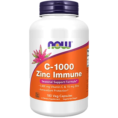 ויטמין C-1000 פלוס אבץ - 180 כמוסות - מבית NOW FOODS