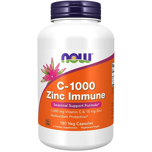 ויטמין C-1000 פלוס אבץ - 180 כמוסות - מבית NOW FOODS