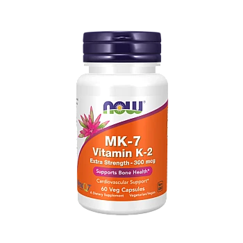 ויטמין (K2 (MK-7 קיי2 - 300 מק"ג - תכולה 60 כמוסות מבית NOW FOODS