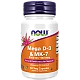 ויטמין מגה D-3 (5,000 יחב״ל) וK-2 (180 מק"ג) - תכולה 60 כמוסות - מבית NOW FOODS