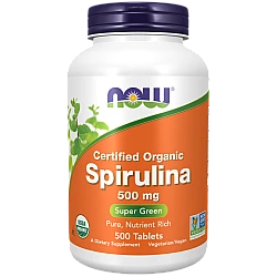 ספירולינה אורגנית 500 מ"ג - 500 טבליות - מבית NOW FOODS