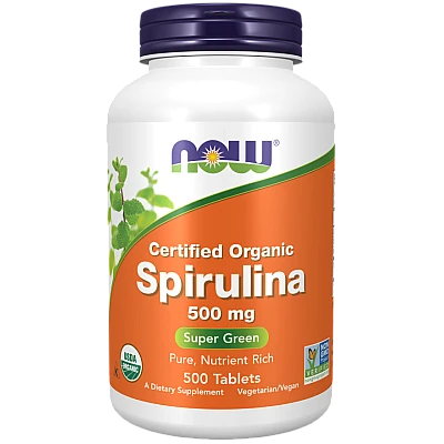 ספירולינה אורגנית 500 מ"ג - 500 טבליות - מבית NOW FOODS