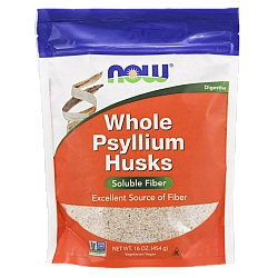 קליפות פסיליום שלמות Psyllium תכולה 454 גרם - מבית NOW FOODS