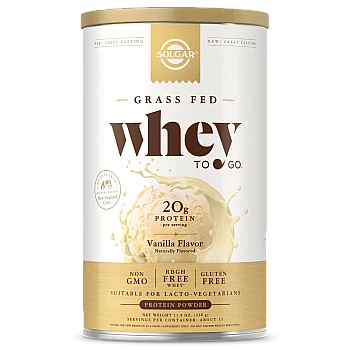 אבקת חלבון סולגאר מֵי גבינה Whey To Go בטעם ונילה - משקל 340 גרם מבית SOLGAR