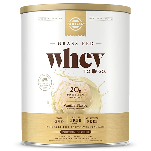 אבקת חלבון סולגאר מֵי גבינה Whey To Go בטעם ונילה - משקל 907 גרם מבית SOLGAR