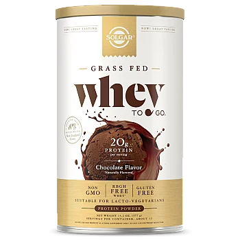 אבקת חלבון סולגאר מֵי גבינה Whey To Go בטעם שוקולד טבעי - משקל 454 גרם - מבית SOLGAR