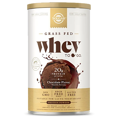 אבקת חלבון סולגאר מֵי גבינה Whey To Go בטעם שוקולד טבעי - משקל 454 גרם - מבית SOLGAR
