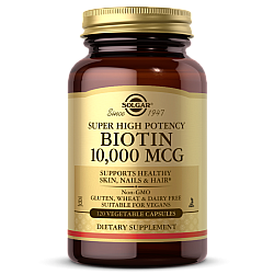 ביוטין 10,000 מק"ג סולגאר חזק במיוחד - 120 כמוסות מבית SOLGAR
