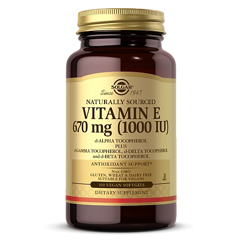 ויטמין E סולגאר 670 מ"ג ממקור טבעי 1000 יחב"ל - 100 כמוסות רכות מבית SOLGAR