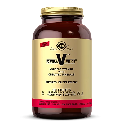 מולטי ויטמין-מינרל VM-75 בתוספת קרוטנואידים וצמחים סולגאר - 180 טבליות - מבית SOLGAR