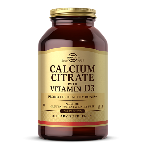 סולגאר סידן ציטראט בתוספת ויטמין D3 תכולה 240 טבליות - מבית SOLGAR