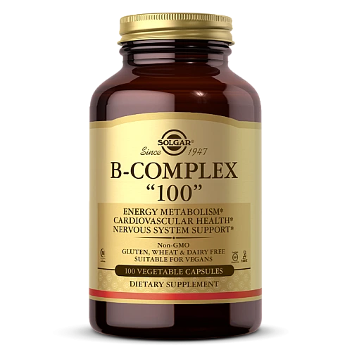 סולגאר קומפלקס ויטמיני B-100 במינון מוגבר - 100 כמוסות - מבית SOLGAR