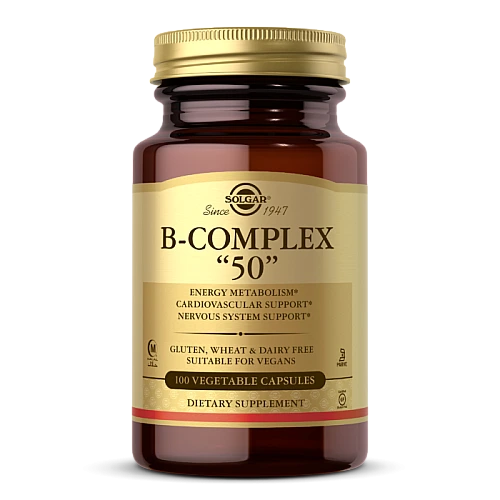 סולגאר קומפלקס ויטמיני B-50 במינון מוגבר - 100 כמוסות מבית SOLGAR