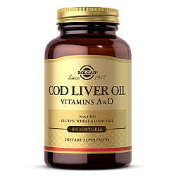 סולגאר שמן כבד בקלה ויטמין A ו-D תכולה 250 כמוסות רכות‏  - מבית SOLGAR