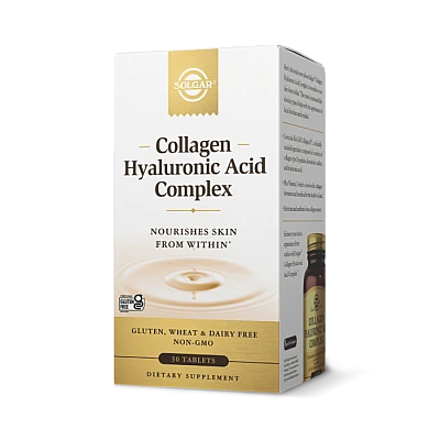 קולגן וחומצה היאלורונית סולגאר 120 מ"ג - 30 טבליות - מבית SOLGAR