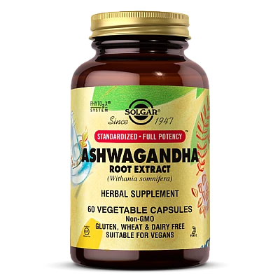 שורש אשווגנדה תמצית סולגאר - 60 כמוסות צמחיות מבית SOLGAR