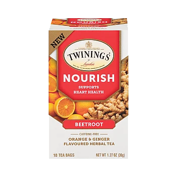 טווינינגס תה צמחי הזנה Nourish סלק תפוז וג'ינג'ר ללא קפאין 18 שקיקי - מבית Twinings