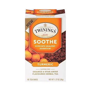 טווינינגס תה צמחי מרגיע כורכום תפוז ואניס Soothe ללא קפאין 18 שקיקי - מבית Twinings