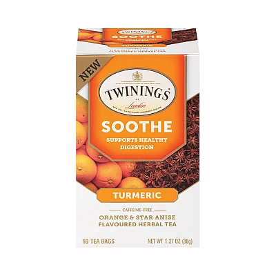 טווינינגס תה צמחי מרגיע כורכום תפוז ואניס Soothe ללא קפאין 18 שקיקי - מבית Twinings