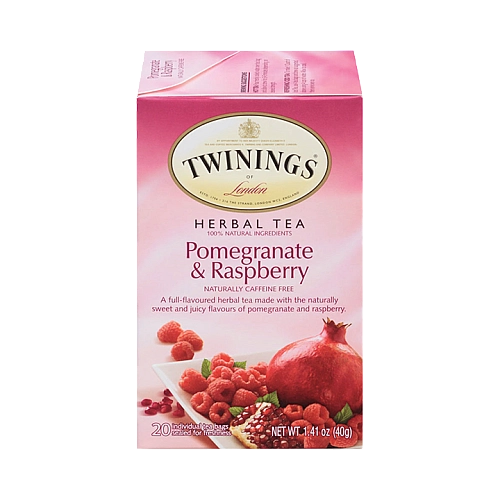 טווינינגס תה צמחים בטעם רימון ופטל נטול קפאין 20 שקיקי - מבית Twinings