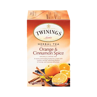 טווינינגס תה צמחים בטעם תפוז וקינמון נטול קפאין טבעי 20 שקיקי - מבית Twinings