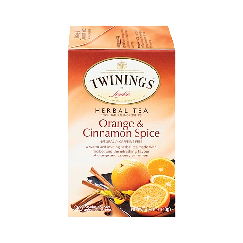טווינינגס תה צמחים בטעם תפוז וקינמון נטול קפאין טבעי 20 שקיקי - מבית Twinings