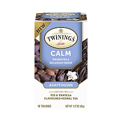 טווינינגס תה צמחים הרגעה טבעי אדפטוגנים Calm תאנה וניל ללא קפאין 18 שקיקי - מבית Twinings