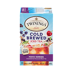 טווינינגס תה קר חליטה קרה ותה שחור Cold Brewed Iced Tea לא ממותק בטעם פירות יער 20 שקיקי - מבית Twinings
