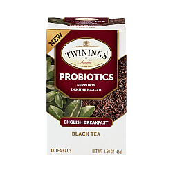 טווינינגס תה שחור פרוביוטיקה Probiotics English Breakfast ארוחת בוקר אנגלית 18 שקיקי - מבית Twinings