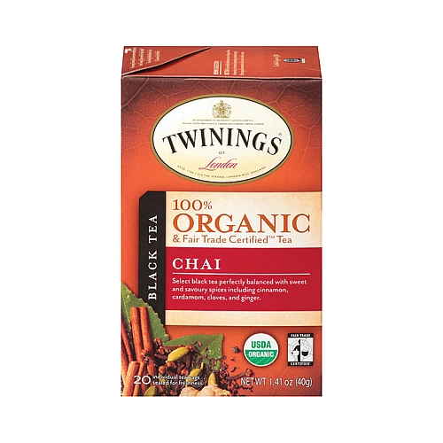 טווינינגס תה שחור צ'אי Chai אורגני 20 שקיקי - מבית Twinings