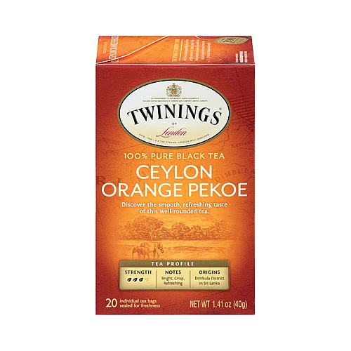 תה טווינינגס תה פיקו כתום ציילון Ceylon Orange Pekoe Tea בשקיות 20 יחידות - מבית Twinings