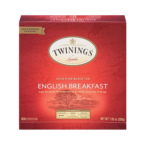 תה שחור טווינינגס אינגליש ברקפסט English Breakfast בשקיות 100 יחידות - מבית Twinings