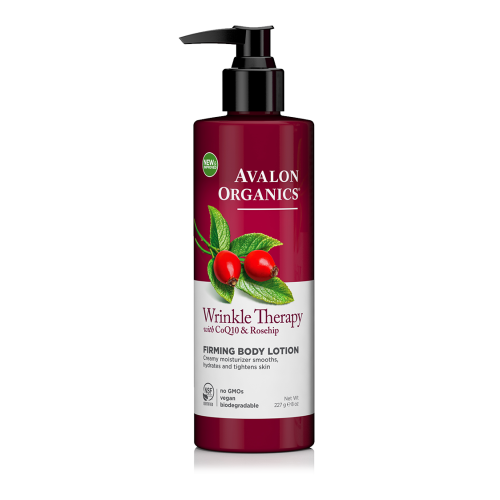 קרם גוף לטיפול בקמטים מועשר בשמן פרי הורד ו- CoQ10 אבלון אורגניקס 227 גרם - מבית Avalon Organics