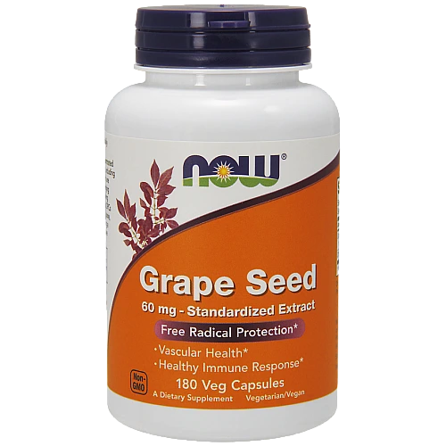 תמצית זרעי ענבים 60 מ״ג - 180 מנות הגשה מבית NOW FOODS