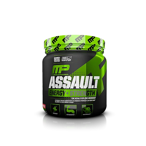 קדם אימון Assault - ממריץ בטעם תות קרך 345 גרם - מבית MusclePharm