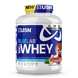 אבקת חלבון מי גבינה BlueLab 100% Whey בטעם אגוזי לוז מותך 2.04  ק"ג - מבית USN