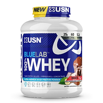 אבקת חלבון מי גבינה BlueLab 100% Whey בטעם אגוזי לוז מותך 2.04  ק"ג - מבית USN