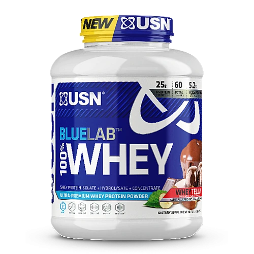 אבקת חלבון מי גבינה BlueLab 100% Whey בטעם אגוזי לוז מותך 2.04  ק"ג - מבית USN