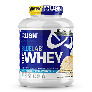 אבקת חלבון מי גבינה BlueLab 100% Whey בטעם וניל 2.04  ק"ג - מבית USN