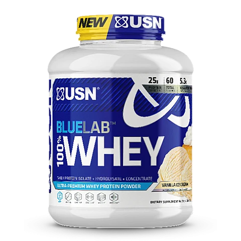 אבקת חלבון מי גבינה BlueLab 100% Whey בטעם וניל 2.04  ק"ג - מבית USN